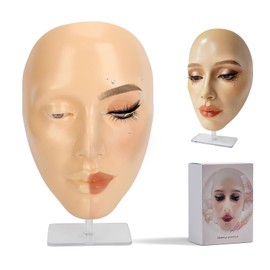 CHADWICK 5D makeup Practice Face Board, Silicone Makeup Mannequin Face, Reusable Beginner Practice Eye Makeup Face for Makeup Artist, Girl's Gift Or Professionals (golden wheat)…