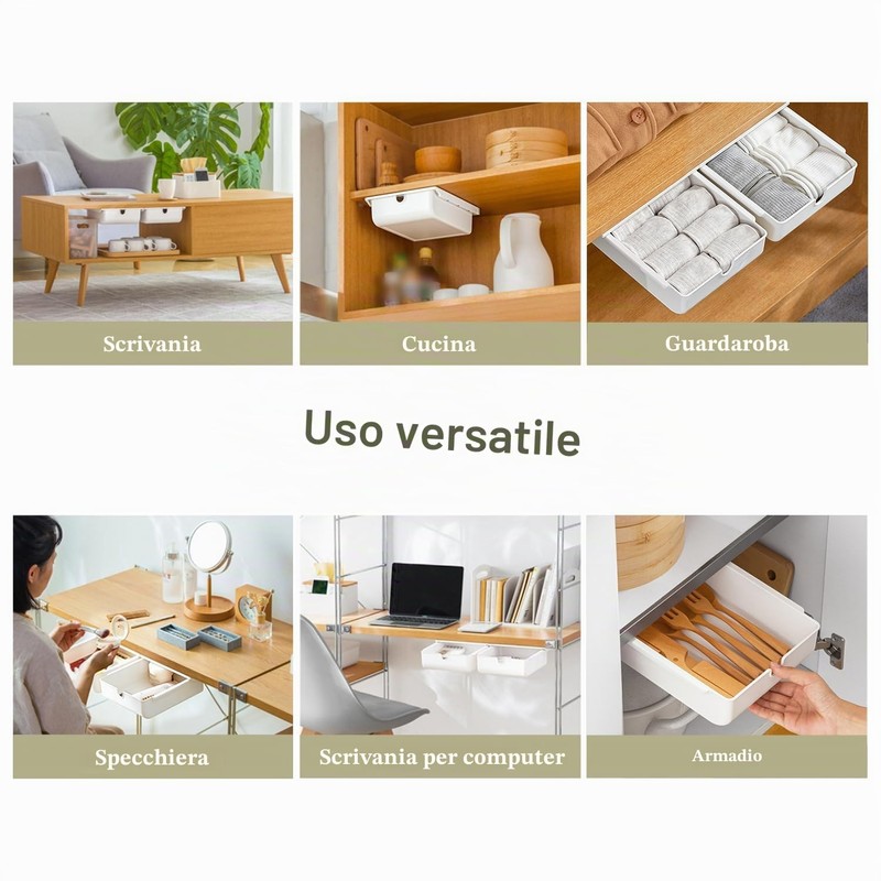 FRETONBA Cassetto Sotto Scrivania, Cassetto Medio Autoadesivo, Cassetto Organizer Cassetti