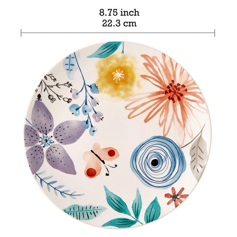 Bico Blossom Symphony Ceramic Salad Plates, 8.75 inch, Set of