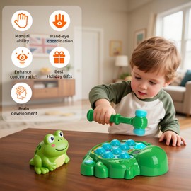 Veoasis Interactive Whack a Mole Game Toys for Ages 2-4, Educational Learning Toddlers Toys for 2 3 4 5 6 Year Old Boys Grils, Green, Digital Display, Silent Mode, Multiple Difficulty Levels