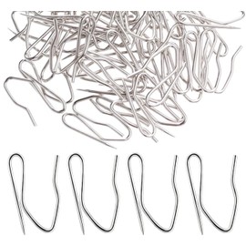 IONPSHG 100 Pcs Metal Curtain Hooks, Stainless Steel Plated Nickel Hooks Heavy-Duty Offset Pin-On Drapery Hooks Pleat Hooks for Window Curtain Door Curtain and Shower Curtain