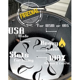 FireDial Baffle Plate Heat Management System for Charcoal BBQ and Barbecue Smokers, UDS, WSM, Kettle (For 18 in. WSM)