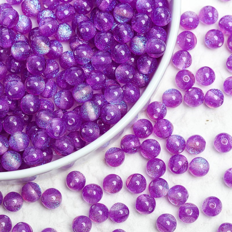 Soeoy 8 mm Round Glass Beads for Bracelets, 100 Pcs
