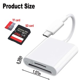 Dual Slot SD Card Reader, Type C Cardreader Supports SD and TF Card, Reader Trail Camera Viewer for More Type-C Devices, SD/TF to Type C OTG Adapter, Plug and Play (White)