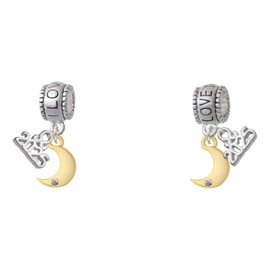 Delight Jewelry Goldtone Small Crescent Moon - I Love You/Love You More Charm Beads (Set of 2)