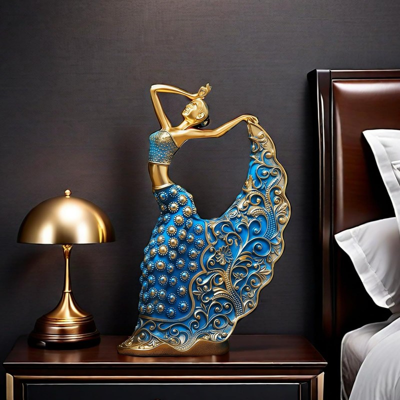 XINDAM Elegant Peacock Art Figurine Dancer Statue Decorative Home &