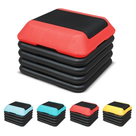 MIIUDGIG 16"x16" Exercise Aerobic Step Platform with 4 Risers, Adjustable Height 4"-6''-8''-10''-12" Exercise Stepper Workout, Aerobics Stepper Workout Stepper for Home Gym Strength & Training (Red)