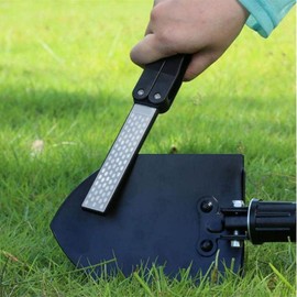 Sharpening Tool, Pocket Knife Sharpener, Double Sided Sharpener Portable Emery Fan Shaped Folded Pocket Sharpener for Outdoor Garden(1202 Black Glossy)