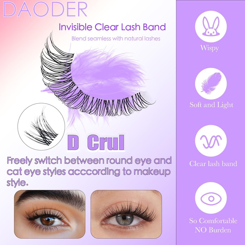 DAODER Natural Lash Clusters Kit Wispy Eyelash Clusters Lashes Invisible