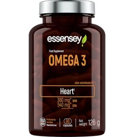 Essensey Omega 3 Fish Oil Capsules with DHA, EPA & Vitamin E - 90 Softgels for Brain Heart & Eye Health - Essential Fatty Acids Supplement