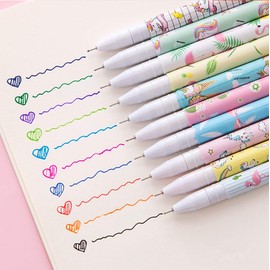 Cute Color Pens for Women Toshine Colorful Gel Ink Pen Set Unicorn Flamingo Pens Multicolor Gel Ink Roller Ball Pens for Kids Girls Children Students Teens Gifts 10 Pcs (0.5 mm)