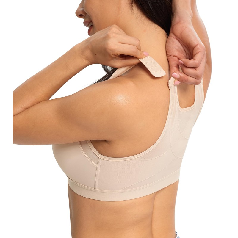 Lemorosy Posture Bra Full Coverage Front Closure Wirefree Unpadded Back