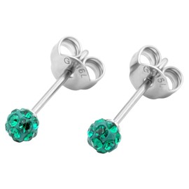 Surgical Stainless Steel Earrings, 0.1 inch (3 mm) Balls, 1 Pair for Both Ears, Simple, Men's and Women's, Stainless Steel, na