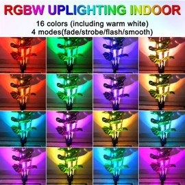 FZWLE LED Spot Lights Indoor,6W RGBW LED Spotlight with Remote Control, Color Changing Uplighting, 120V Plug-in 6 FT Cord with Floor Foot Switch and Base Included Indoor Lighting for Artwork
