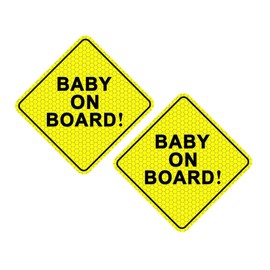 RGOAANC Baby On Board Signs for Car, 2 Pack Baby On Board Magnet, Essential Magnetic Sticker Sign for Bumper - Bright Yellow and Reflective, Removable Safety Attention Signs for Novice Drivers