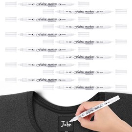 Tinlade Fabric Markers for Clothes Fabric Paint Markers Permanent Dual Fabric Paint Pens Kit No Bleed DIY Fabric Pens Double Ended Art Markers Pens for Costumes, T Shirt, Clothes, Bags (12 Pack)