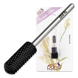 PANA 3/32" Large Smooth Round Top Safety Carbide Nail Drill Bit for Gel Polish & Acrylic Removal Nail Salon Manicure Pedicure Electric File Tools (Large Barrel - DLC Black, Coarse)