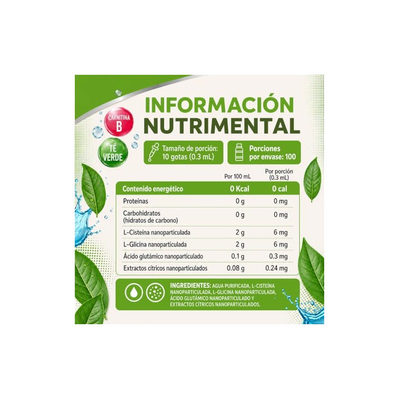 Suplemento Base Carnitina + Té Verde Nanoparticulado 30 Ml Gotero