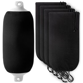 DAXEUI Boat Fender Covers | 2 Packs | Size 8″ x 22″ | Black | Fender Covers for Twin Eye & Center Rope Tube Style Fender，Polyester (Boat Fender Not Included)