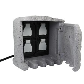 Skywin Outdoor Power Strip Weatherproof Stone Cover, 6 feet Outdoor Plug Strip Waterproof Extension Cord with 4 IP44 (Grey)