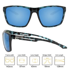 INFI Fishing Polarized Sunglasses for Men Driving Running Golf Sports Glasses Square UV Protection Designer Style Unisex (Shiny Blue Leopard/Ice Blue Lens)