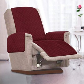 Keyohome Universal Recliner Chair Cover with Adjustable Backrest Quilted Non-Slip Anti-fouling 1 Seater Red