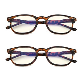 Eyekepper 2 Pack Blue Light Blocking Reading Glasses for Women Men Vintage Readers,Tortoise