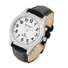 TalkJoy Men's Talking Watch Radio-Controlled Watch Leather Strap Silver Blind