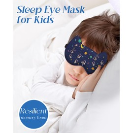 Miss Adola Sleep Mask for Kids - 3D Contoured Cup Cute Sleep Eye Cover with Adjustable Strap Kawaii Cartoon Soft Blindfold Eyeshade for Boys Girls Teens, Green Dinosaur