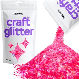 Hemway Craft Glitter Fluorescent Pink 100g Multi Size Glitter