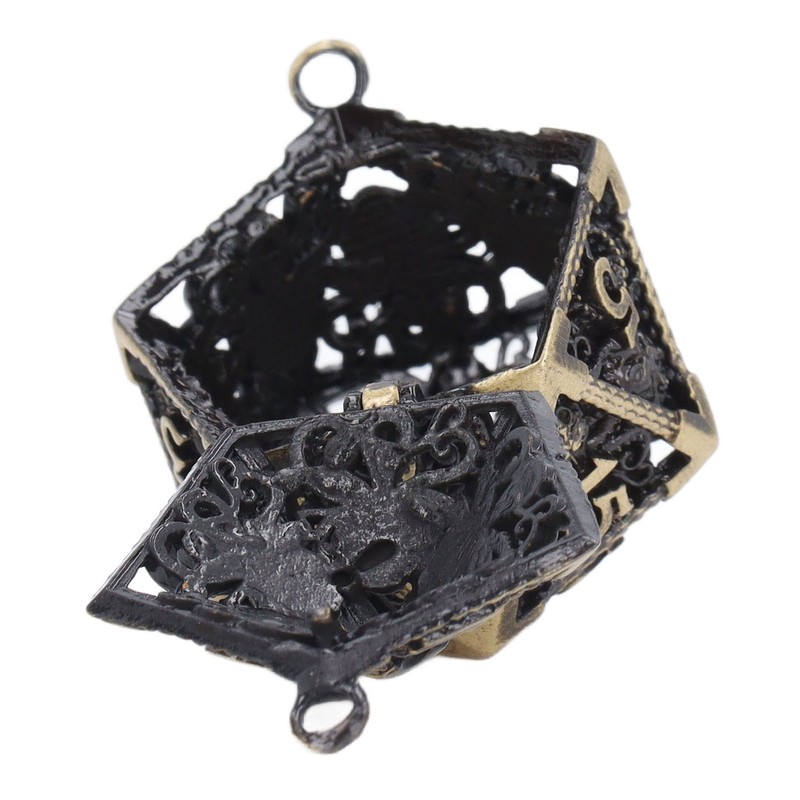 Mini Dice Set Necklace Antique Tiny Small Metal Hollow Polyhedral