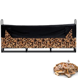GarveeLife 12FT Firewood Rack Outdoor with Cover, 3/4 Cord of Outdoor Firewood Storage, 1320lb Load Capacity Heavy Duty Firewood Holder for Fireplace, Patio, Log Storage Rack