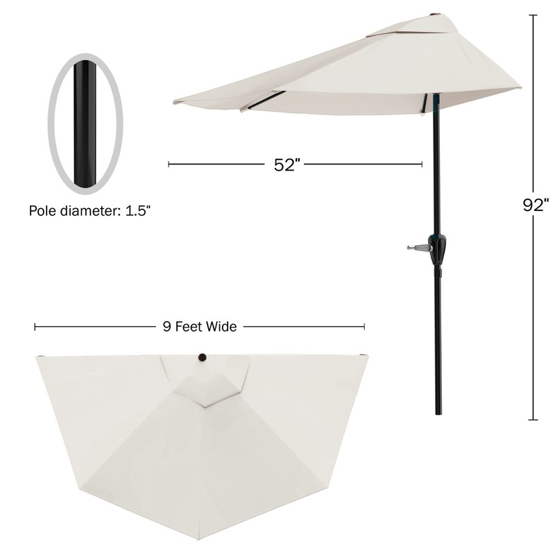 Half Umbrella Outdoor Patio Shade - 9 ft Patio Umbrella