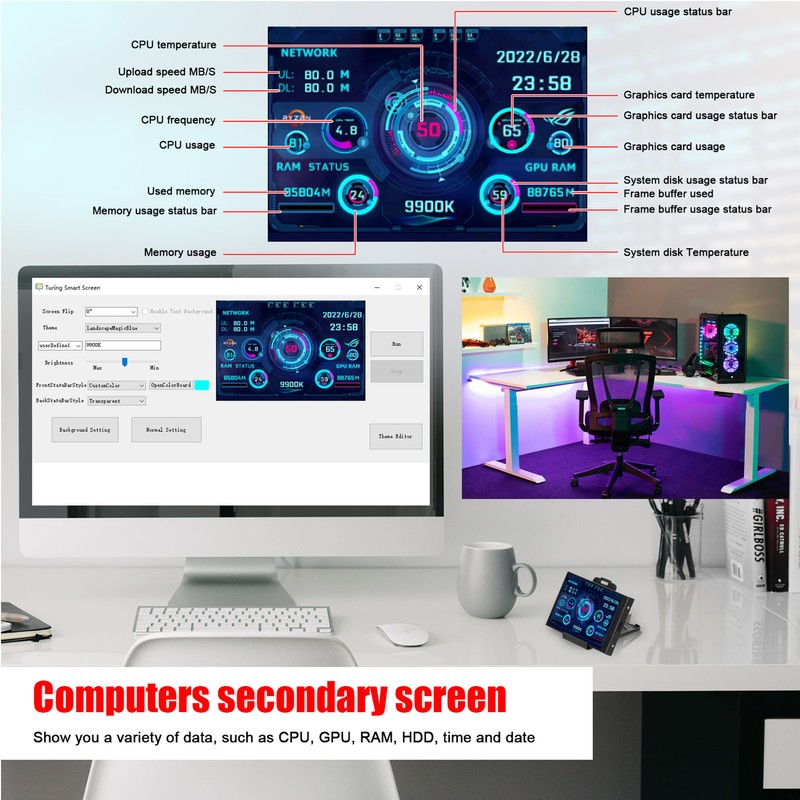 3.5 Inch IPS LCD Monitor Display Computers Monitor CPU GPU