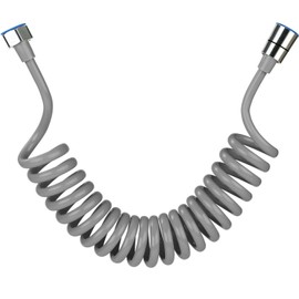 Fat-Cattie PU Flexible Telescopic Bidet Spring Hose with G1/2 (0.8 inches, 20 mm),Internal Thread Interface, Spring Hose, 118" Gray