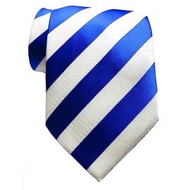 TANGQING New Classic Striped Blue White JACQUARD WOVEN Silk Men's Tie Necktie