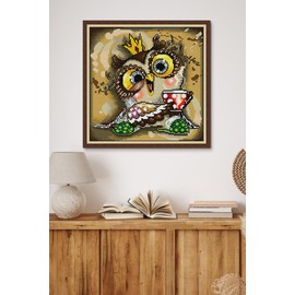 CROSSDECOR Stamped Cross Stitch Kits,Animals Counted Cross-Stitch Needlepoint Kits for Beginners,Embroidery Kit Arts and Crafts for Home Wall Decor Gifts-Owl 31×31CM