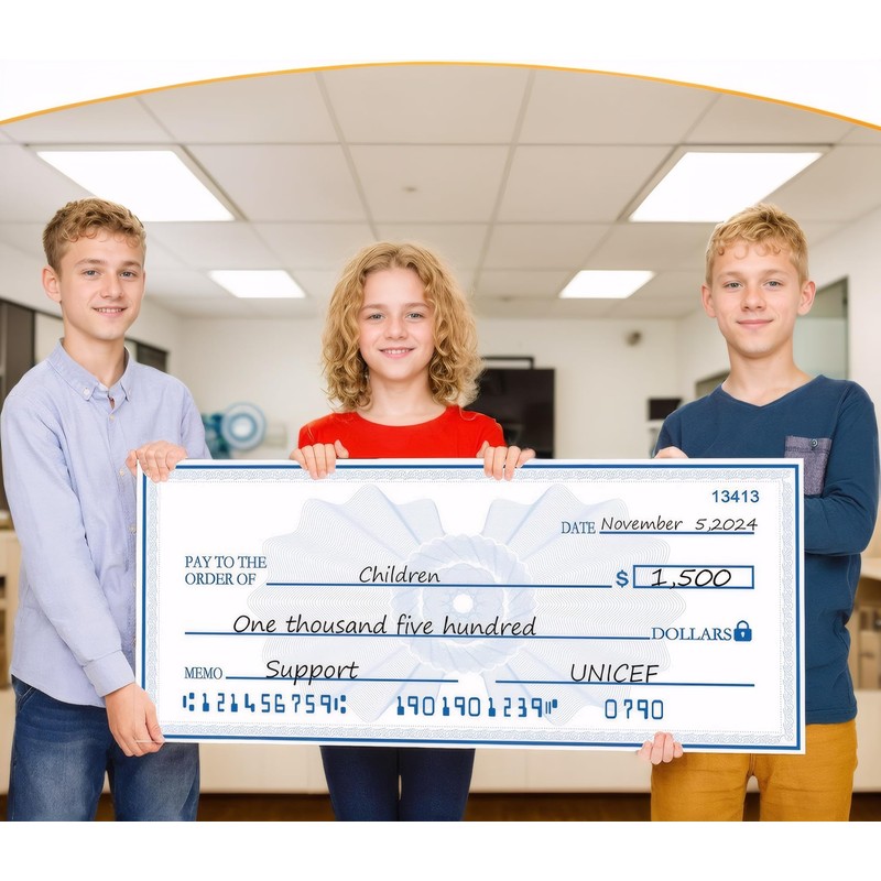 Voccim 30" x 16" Giant Fake Check - Oversized Blank