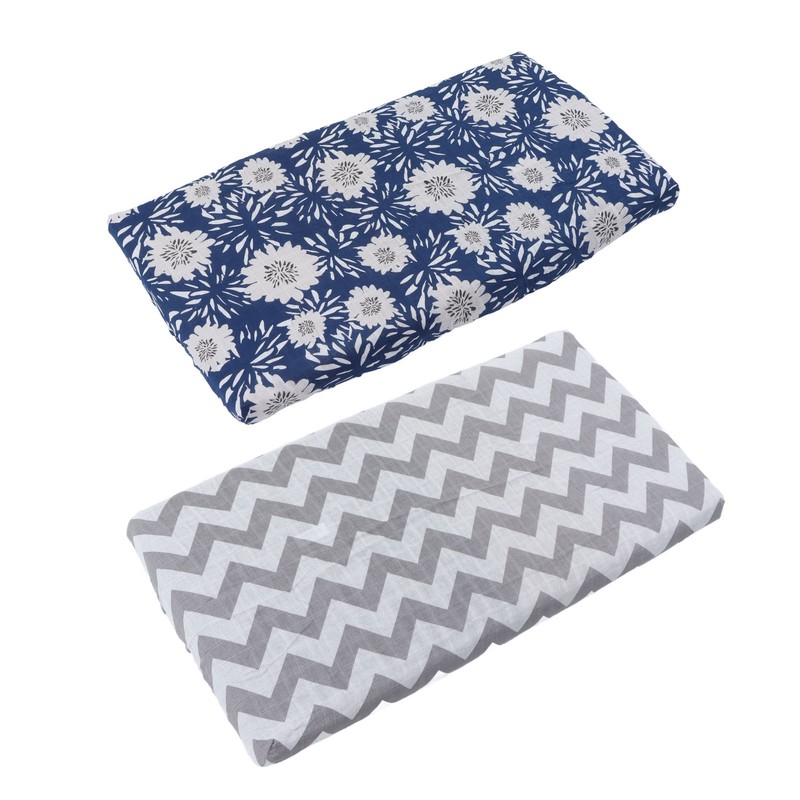 2Pcs Baby Crib Sheets Cotton Yarn Detachable Print Fitted Crib