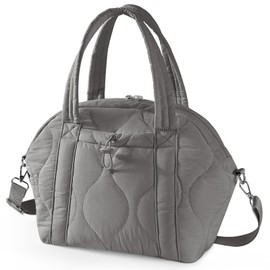 WONDAY Insulated Lunch Bags for Women, 12L Grey Puffy Lunch Tote with Shoulder Strap, Waterproof, Leakproof, Reusable, Keeps Food Fresh, Perfect for Work, Travel, Picnic