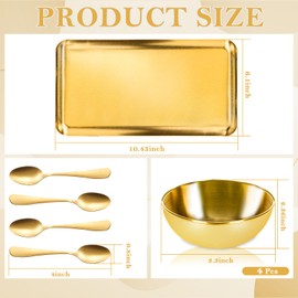 9 Pcs Gold Facial Supplies Large Gold Skincare Tray 4 Stainless Steel Facial Mask Mixing Bowls 4 Esthetician Mixing Spoons Spa Tray Esthetician Bowls for Mask Body Care Bathroom