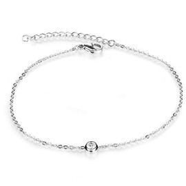 Kim Johanson Women's Stainless Steel Anklet, Various Models in Silver with a Strong Lobster Clasp, Includes Jewellery Pouch, Stainless Steel