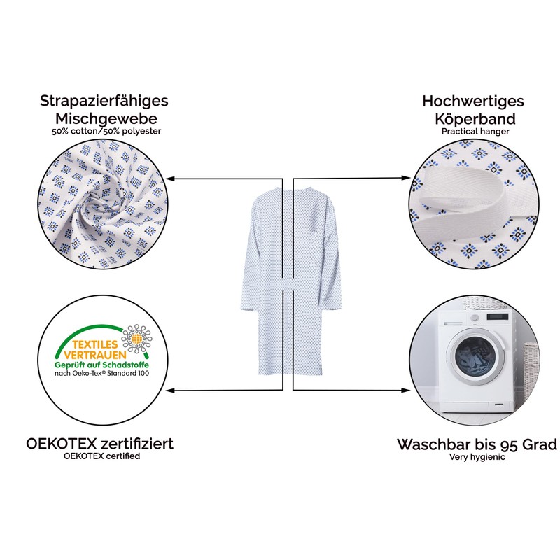 ZOLLNER 533 Patient Shirt Mixed Fabric Length Approx. 110 cm