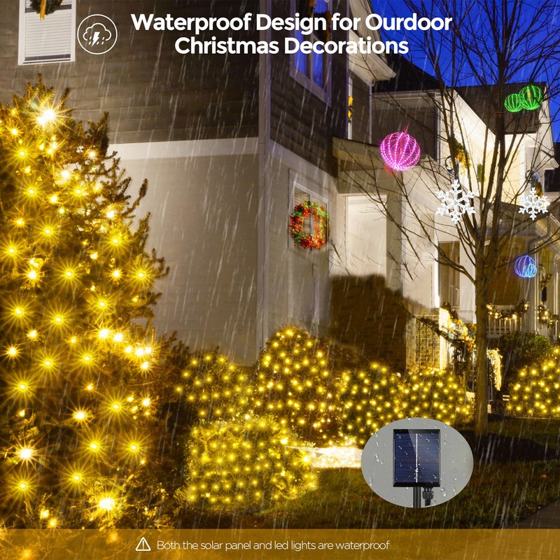 WBao Solar Christmas Net Lights 200LED F8 Big Bulbs, 8.4ft