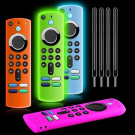4 Pack Wevove Silicone TV Remote Cover Sleeve, Anti-Slip Soft Silicone Protective Controller Case with Lanyard (Only Green and Blue Glow in The Dark)
