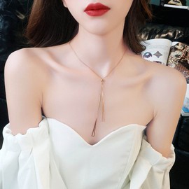 Yienate Tassel Triangle Necklace Vintage Gold Triangle Pendant Necklace Statement Y Necklace Adjustable Long Lariat Necklace Slide Tennis Chain Necklace Jewelry for Women and Girls