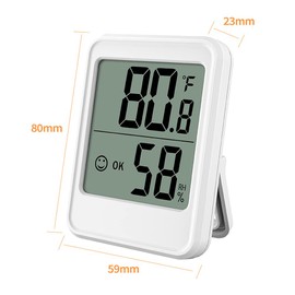Hsthe Sea Thermometer Hygrometer Mini LCD Thermometer Humidity Monitor with Comfort Symbol for Indoor Baby Room, Greenhouse Air Conditioning in Warehouse (White)