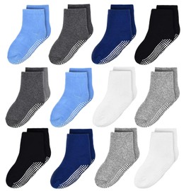 GRPSKCOS Children's Non-Slip Socks 12 Pairs Baby Stopper Socks ABS Non-Slip Toddler Socks for 0-10 Years Boys Girls, #1 boys multicolor-12 pairs