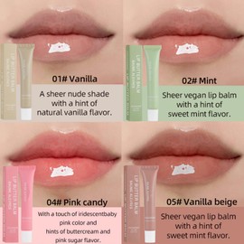 Domality 5 Colors Glossy Lip Balm Butter Set, Moisturizing Jelly High Shiny Finish Lip Gloss, Shiny Plumping Lip Tint Smooth Lip Care