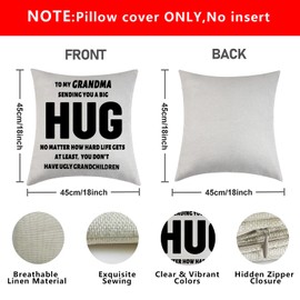 Tihnvk Grandma Gifts From Granddaughter Grandson Pillowcase Sending You A Hug Cushion Cover Birthday Thanksgiving For Grandmother Appreciation Presents